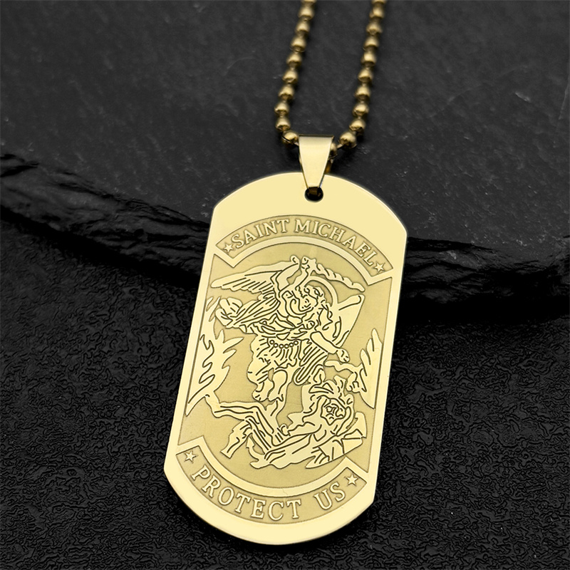 SAINT MICHAEL PROTECT US Archa - Mens Dog Tag Necklace recension och pris