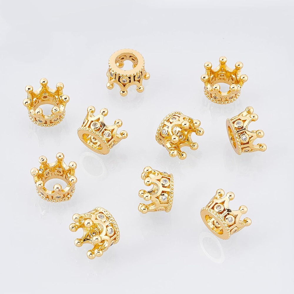 10 Pcs Cubic Zirconia Pave Kin - Charm Bracelet Beads recension och pris