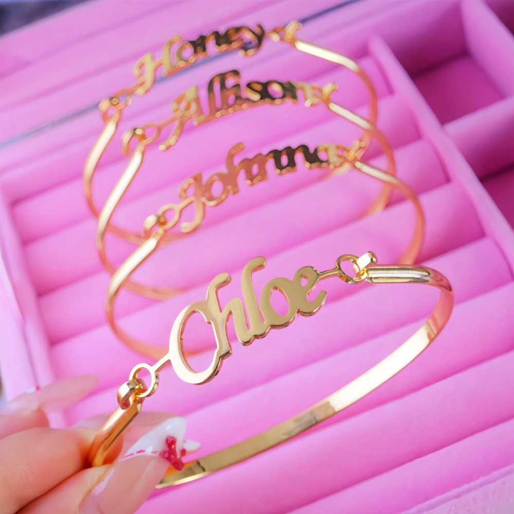 Custom Name Bangles For Women  - Cuff Bangle Bracelet recension och pris