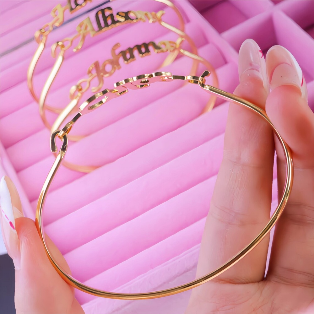 Custom Name Bangles For Women  - Cuff Bangle Bracelet recension och pris