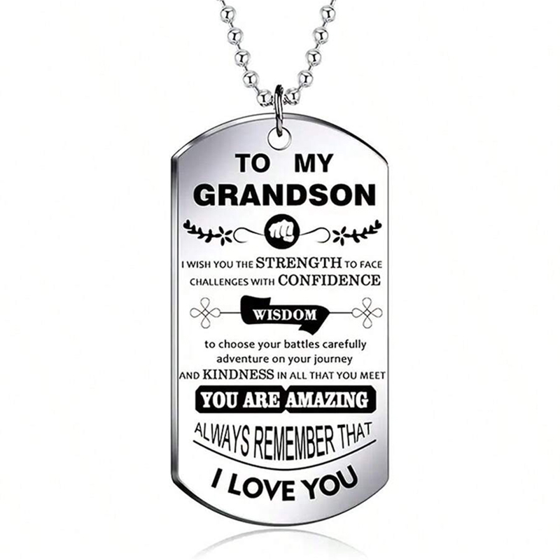 To My Grandson Inspirational N - Mens Dog Tag Necklace recension och pris