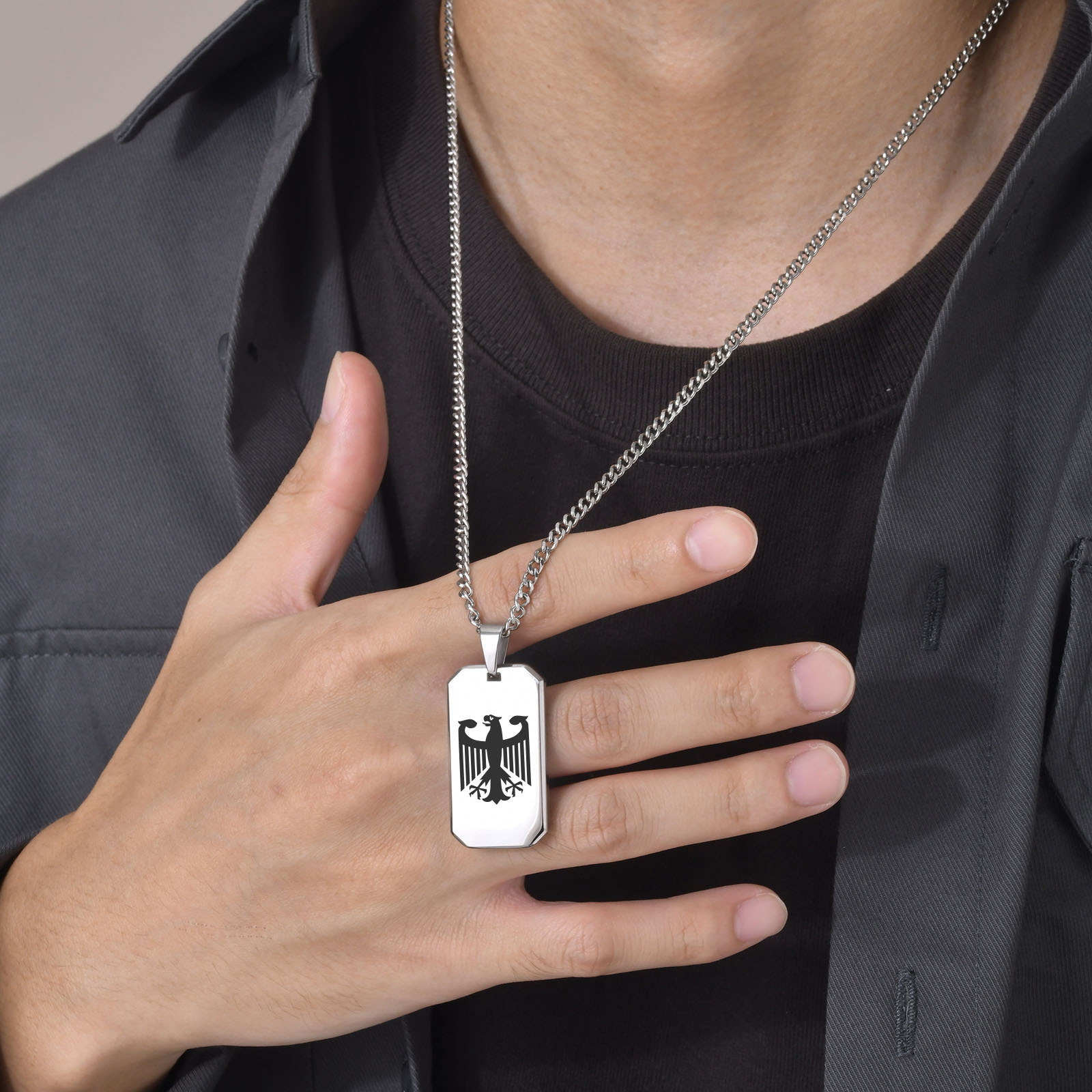 German Eagle Square Neckalces  - Mens Dog Tag Necklace recension och pris