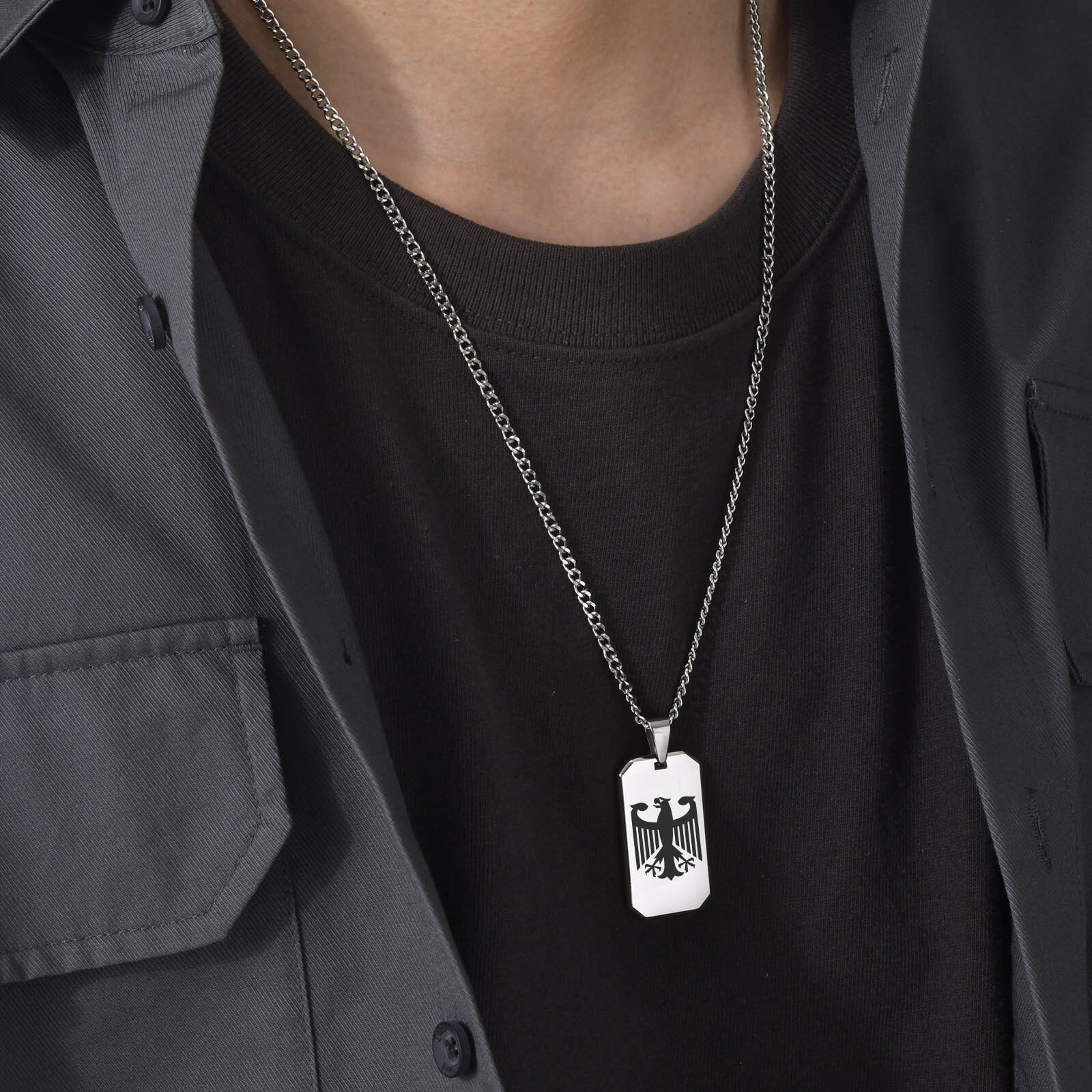 German Eagle Square Neckalces  - Mens Dog Tag Necklace recension och pris