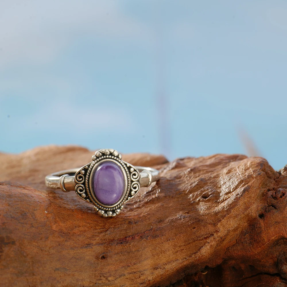 Solid 925 Silver Ring Adjustab - Birthstone Ring Set recension och pris