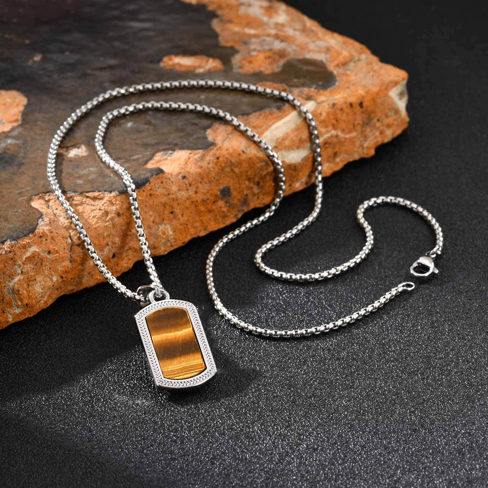 Vnox Stainless Steel Tiger Eye - Mens Dog Tag Necklace recension och pris